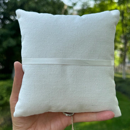 Coussin alliances champêtre cœur de jute — vue 2
