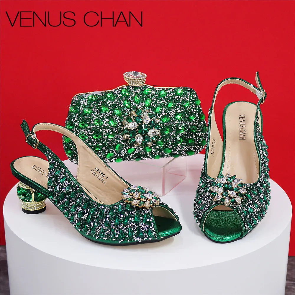 Sandales mariée strass et pochette assortie