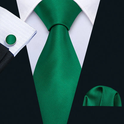 Cravate Mariage Homme Verte Pochette Boutons de Manchette