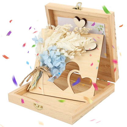 Boîte cadeau mariage bois fleurs séchées