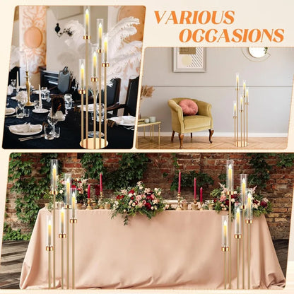Candélabre Mariage LED 5 Branches Doré — vue 6