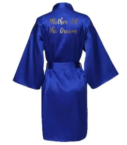 Peignoir Satin Bleu Roi Imprimé Doré — vue 7
