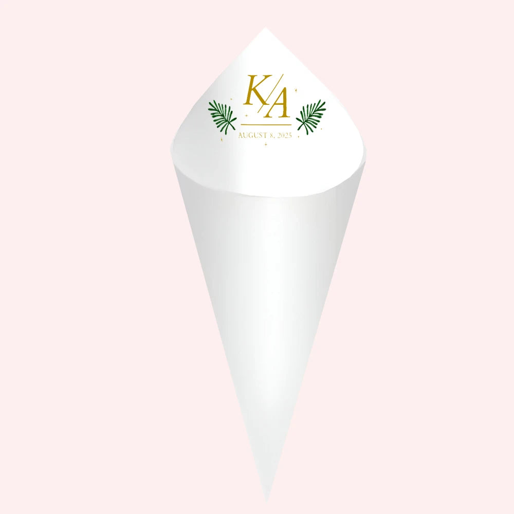 Cônes à confettis mariage personnalisés