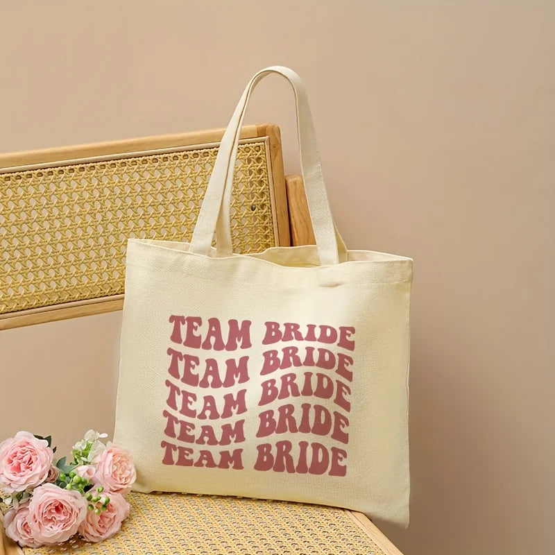 Tote bag EVJF lettrage rétro rose