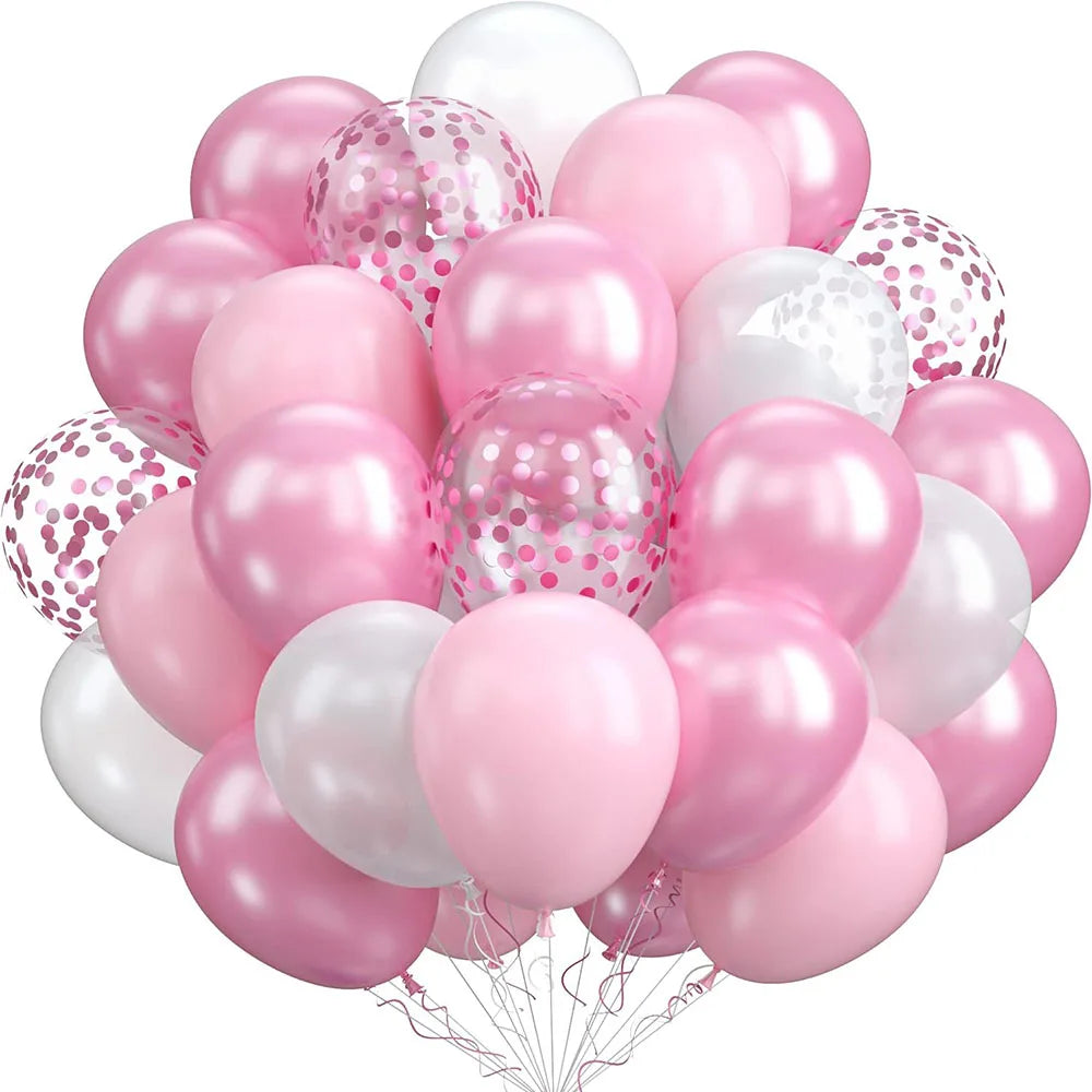 Ballons Mariage Rose et Blanc Confettis