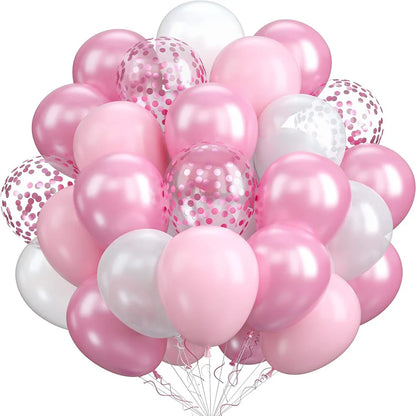 Ballons Mariage Rose et Blanc Confettis