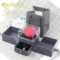 Coffret bague rose éternelle avec sac