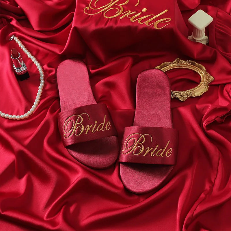 Chaussons mules de mariée en satin