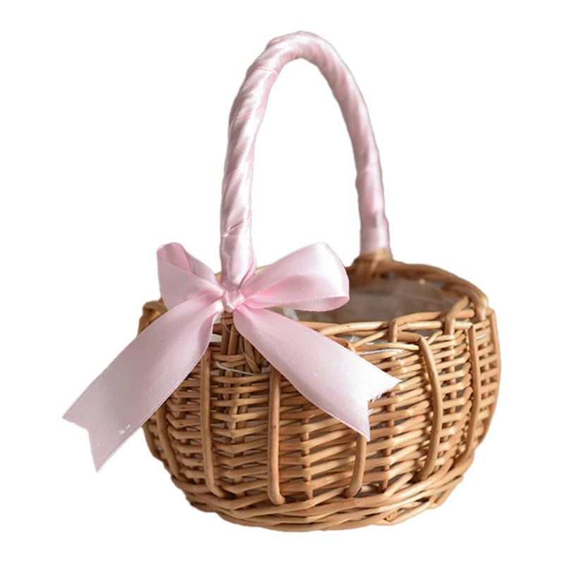 Panier fille d'honneur en osier ruban satin