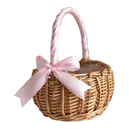 Panier fille d'honneur en osier ruban satin