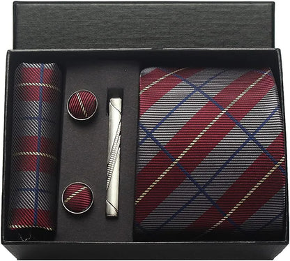 Coffret Cravate Mariage 8 cm Pochette Pince et Manchettes