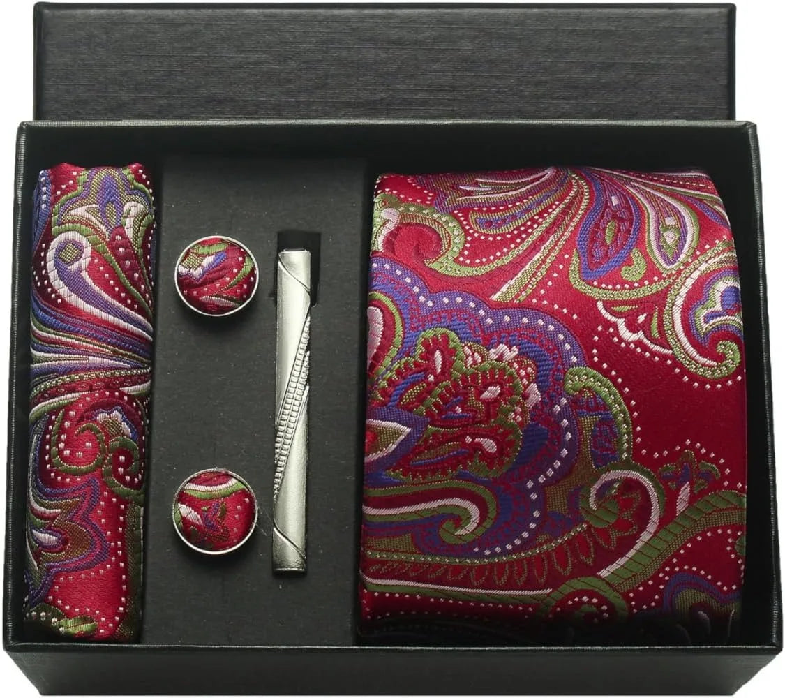 Coffret cravate mariage pochette et boutons manchette