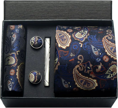 Coffret cravate mariage pochette et boutons manchette