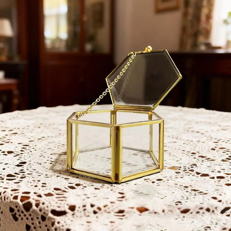 Écrin alliance hexagonal verre et cuivre