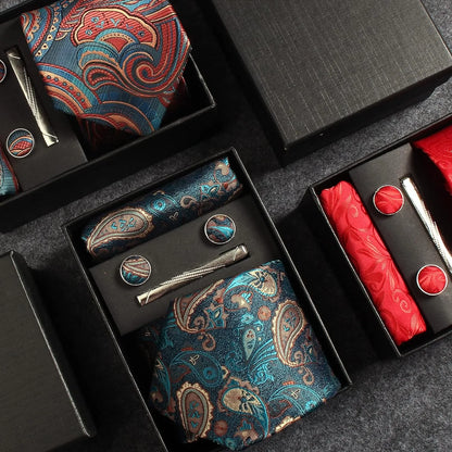 Coffret cravate mariage pochette et boutons manchette
