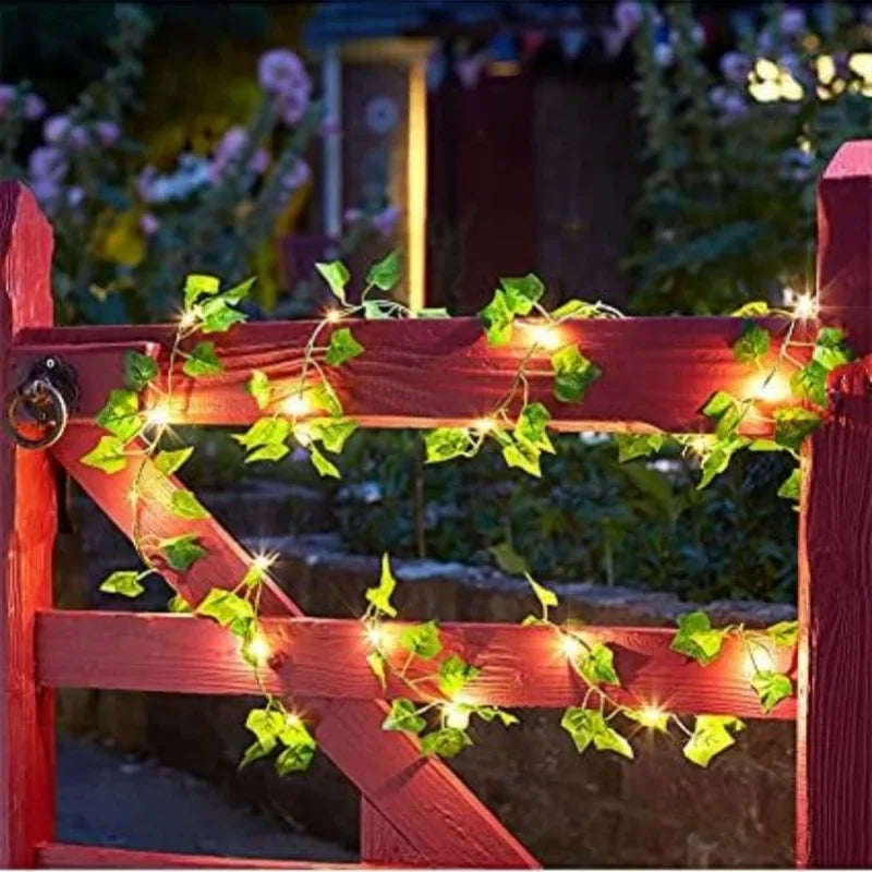 Guirlande lumineuse mariage solaire à feuilles — vue 4