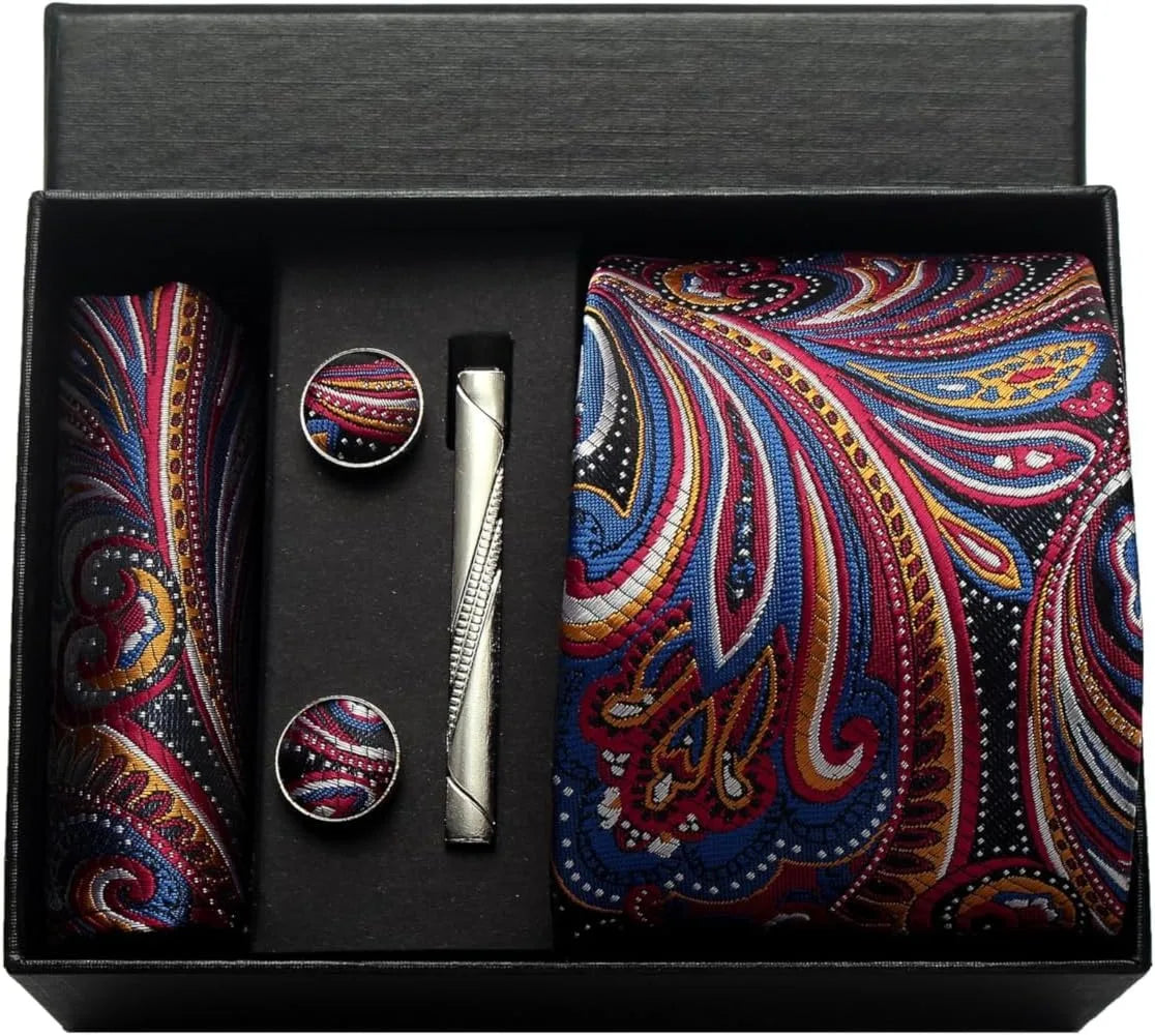 Coffret cravate mariage pochette et boutons manchette