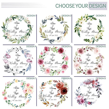Boîte souvenir mariage couronne florale personnalisée