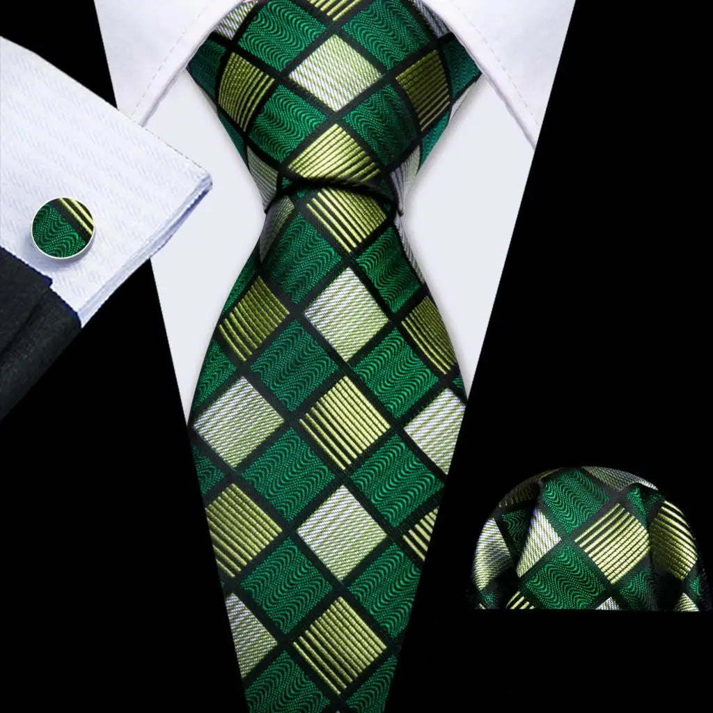 Cravate Mariage Homme Verte Pochette Boutons de Manchette