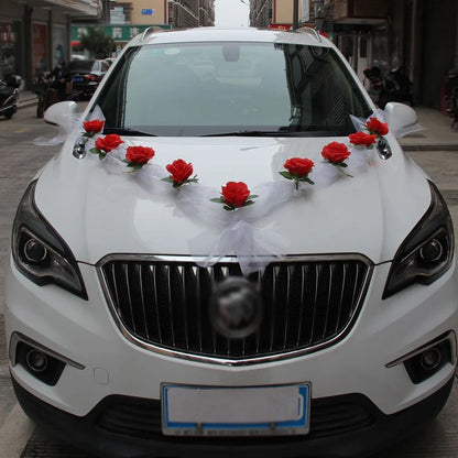 9 Roses Blanches Décoration Voiture Mariage — vue 6