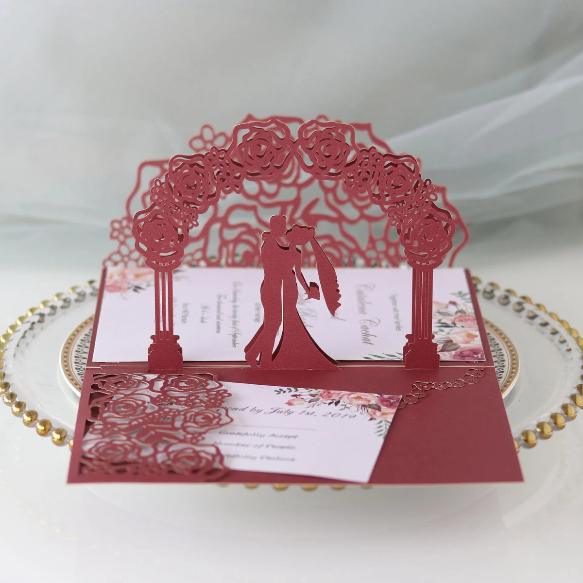Faire-Part Mariage 3D Arche de Roses — vue 13