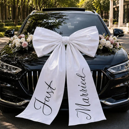 Nœud Voiture Mariage Blanc Épuré — vue 2