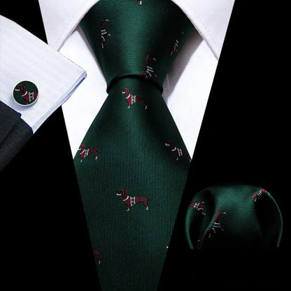 Cravate Mariage Homme Verte Pochette Boutons de Manchette