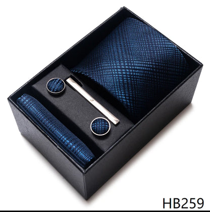 Coffret Cravate Mariage Homme Pochette et Boutons de Manchette