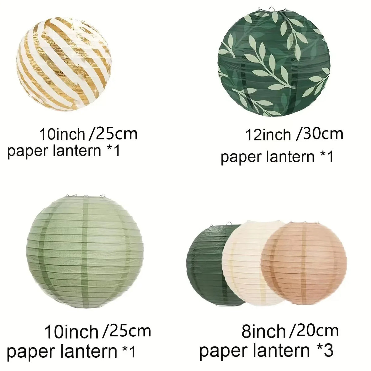 Lanterne mariage papier vert sauge — vue 12