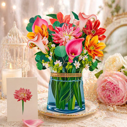 Carte Pop-Up 3D Fleurs et Mariage
