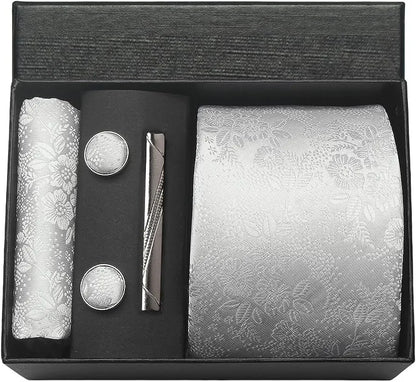 Coffret cravate mariage pochette et boutons manchette