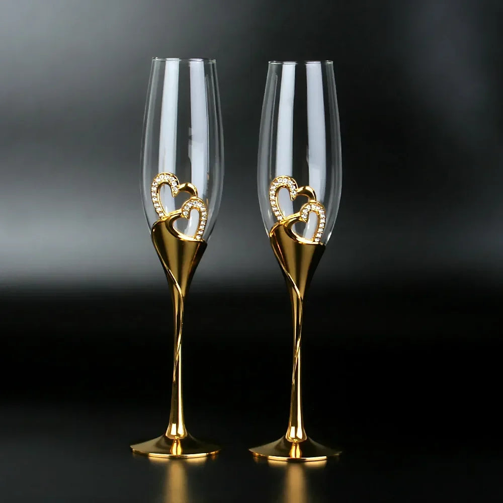 Flûte Champagne Pied Cœur Doré
