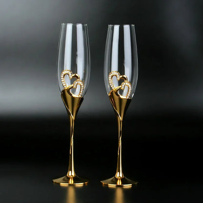 Flûte Champagne Pied Cœur Doré