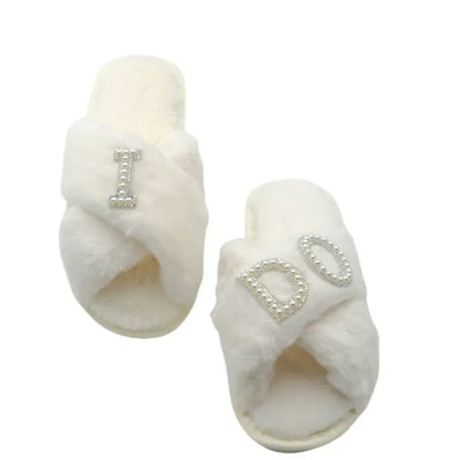 Chaussons Mariée en Fausse Fourrure