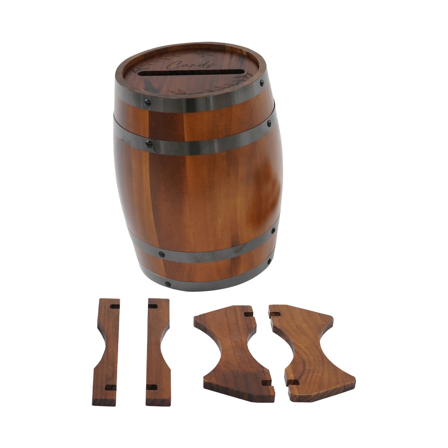 Urne mariage tonneau bois teinté chocolat