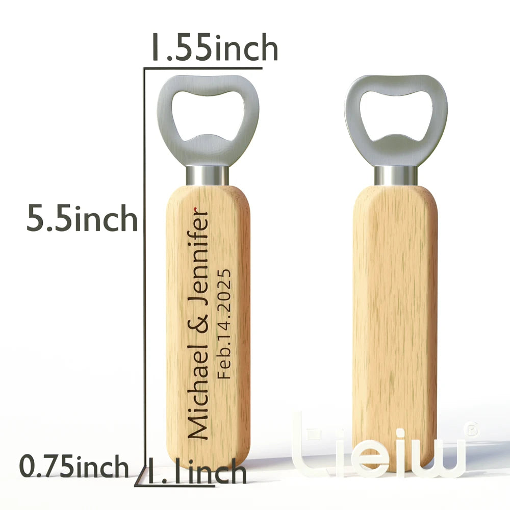 Cadeau invité mariage décapsuleur bois gravé — vue 3