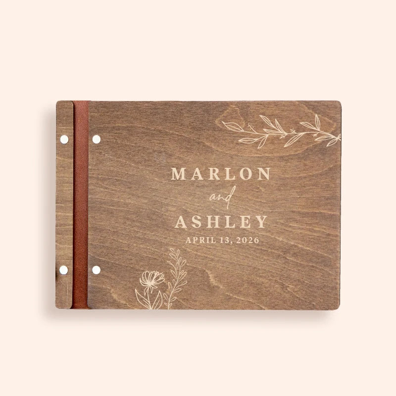 Livre d'or mariage bois personnalisé A4 ou A5
