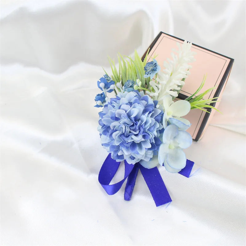 Boutonnières de mariage bleu et blanc — vue 11