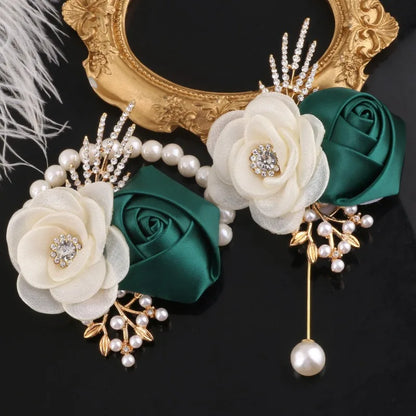 Corsage Poignet Mariage et Boutonnière Assortie