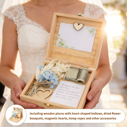 Boîte cadeau mariage bois fleurs séchées — vue 2