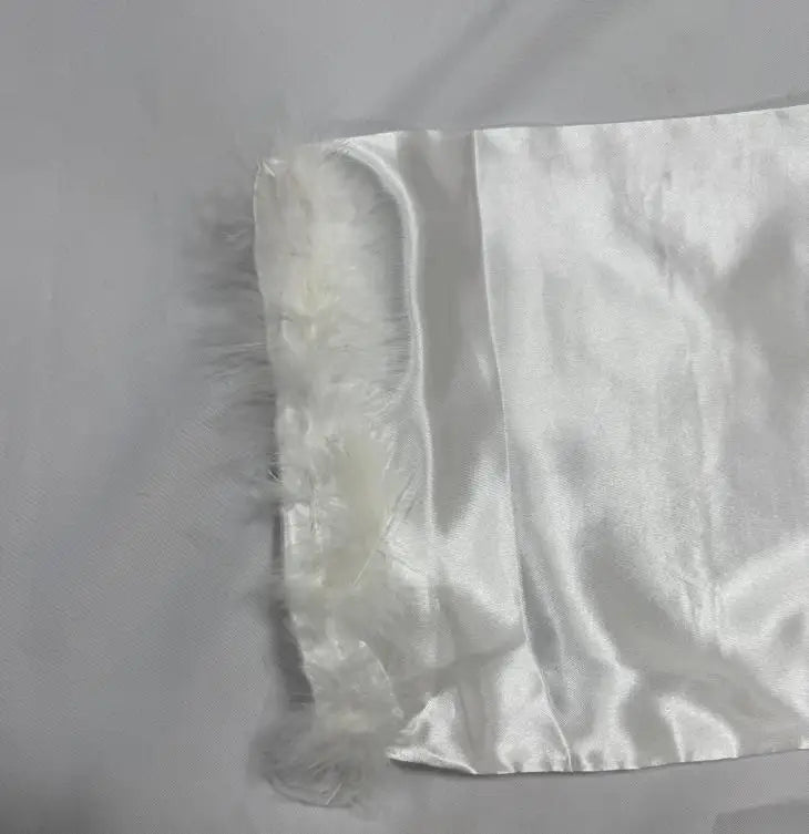 Kimono Mariée Satin Brodé à Plumes