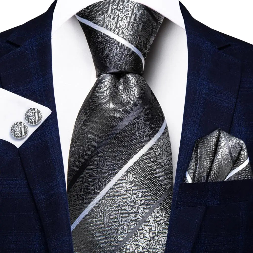 Coffret Cravate Mariage Homme avec Pochette et Manchettes