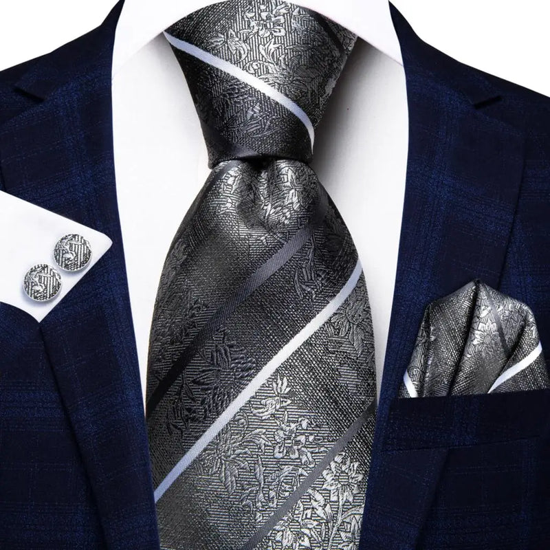 Coffret Cravate Mariage Homme avec Pochette et Manchettes — Modèle 3437