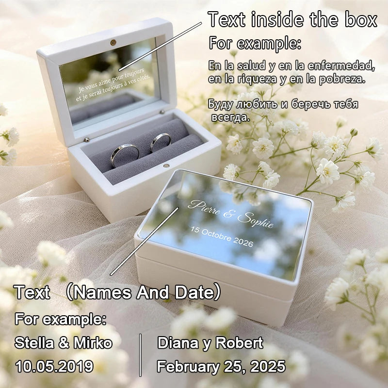 Boîte à alliance mariage personnalisée en acrylique