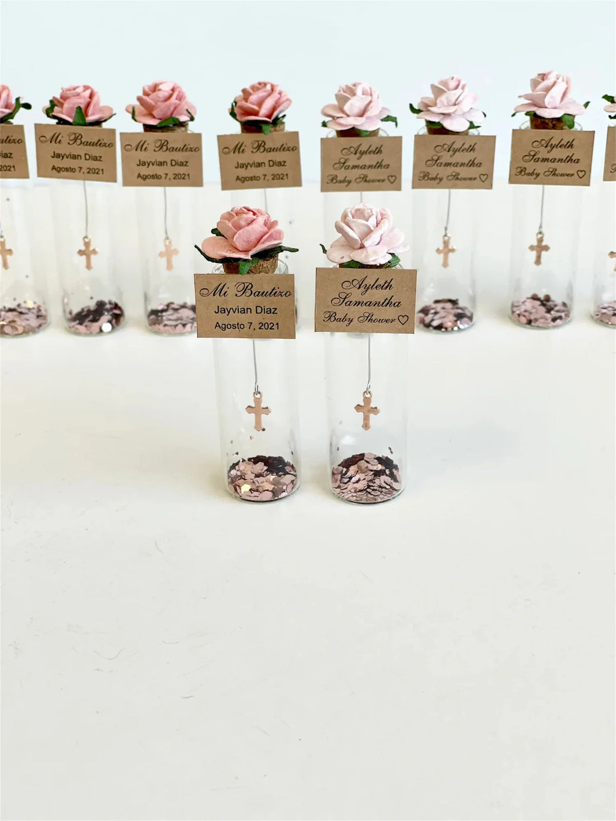 Cadeau invité mariage rose sous cloche — vue 15