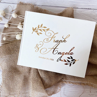 Livre d'or mariage blanc personnalisé couverture rigide