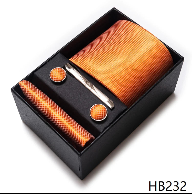 Coffret Cravate Mariage Homme Pochette et Boutons de Manchette
