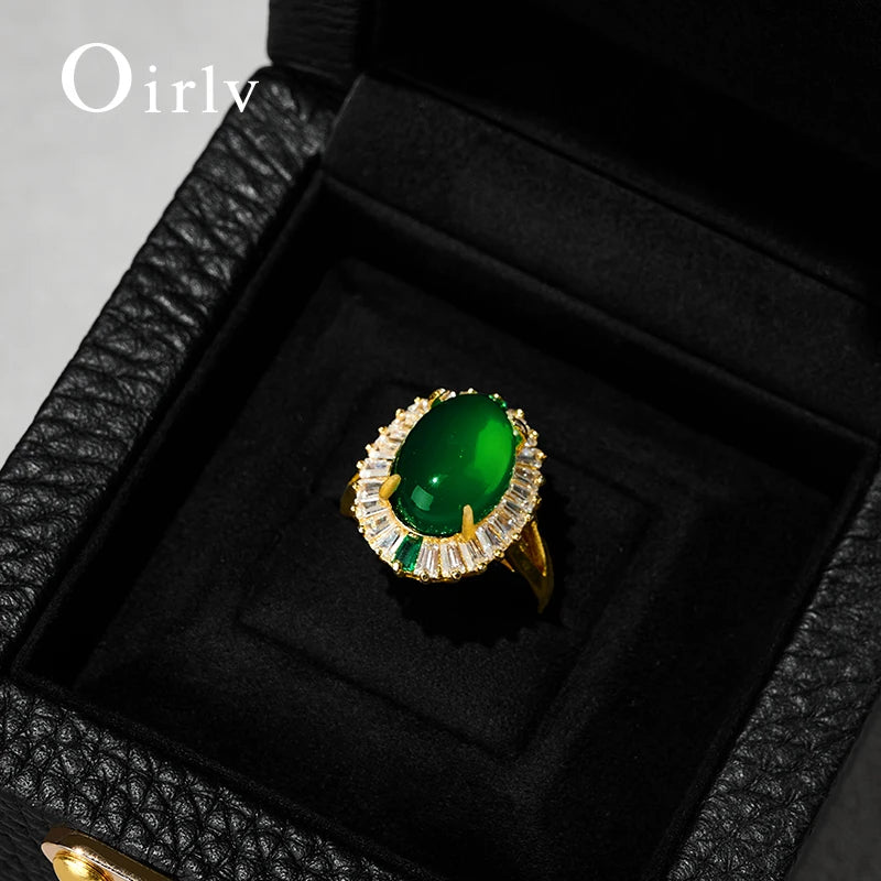 Oirlv Genuine Leather Ring Box Luxury Single Ring Storage Case with Gold Lock, Premium Jewelry Gift Box for Proposal, Engagement
