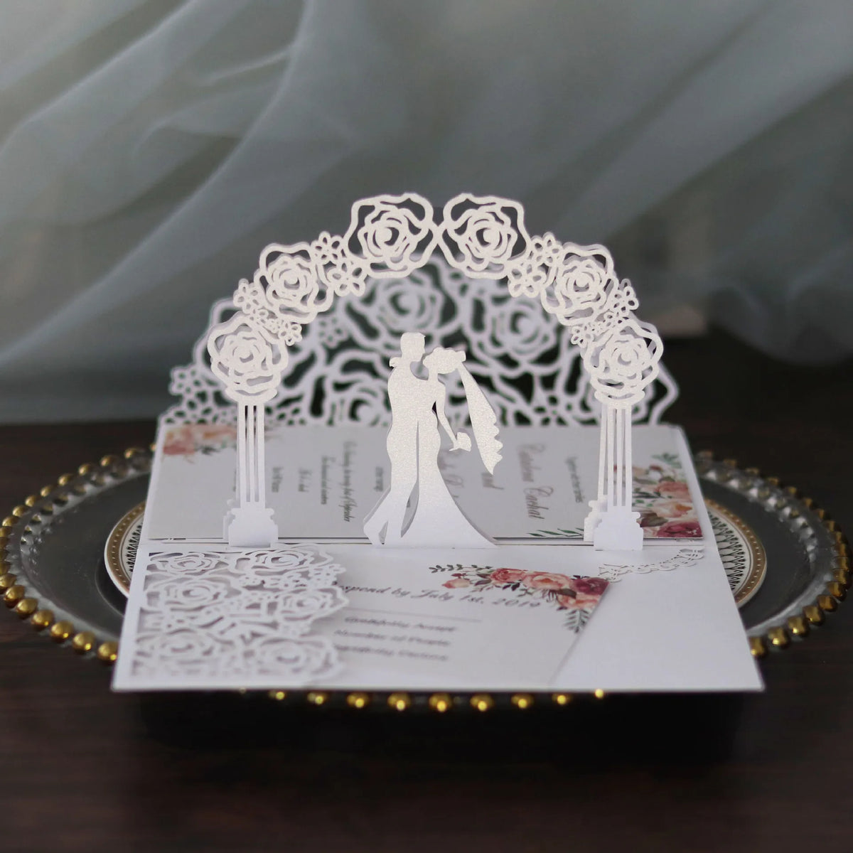Faire-Part Mariage 3D Arche de Roses — vue 10