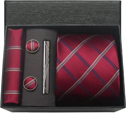 Coffret Cravate Mariage 8 cm Pochette Pince et Manchettes